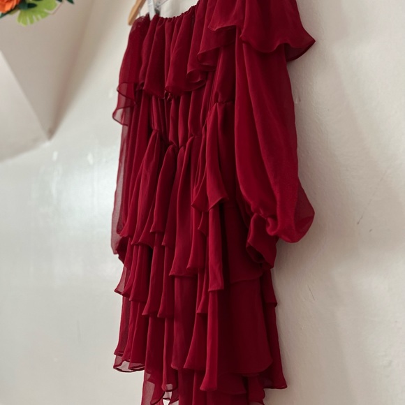 VTG 80s SILK CHIFFON red dress Toronto boutique Wayne Clark - Picture 7 of 11